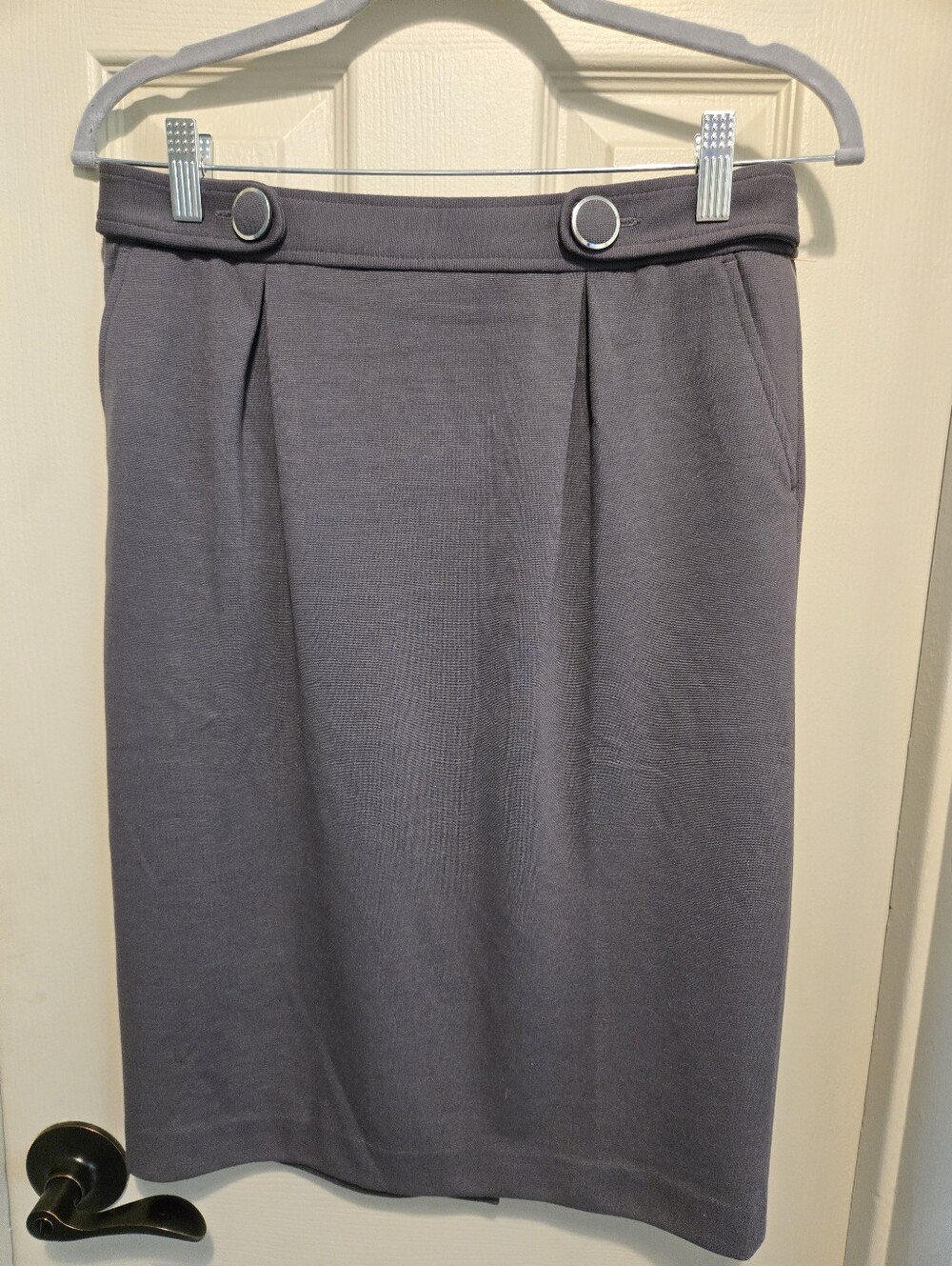 Grace Elements Women's Gray Pleated Knee Length Pencil Skirt W/ Pockets 4 NWT - Picture 1 of 5